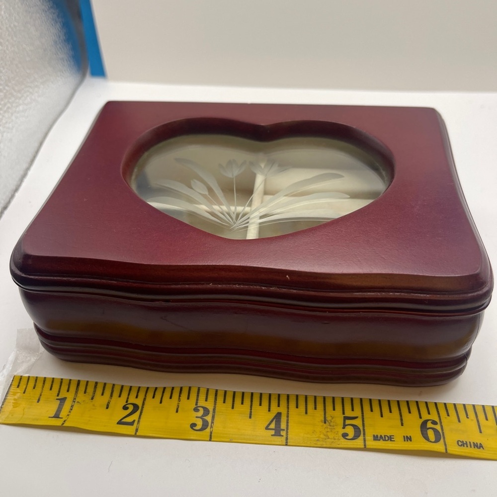 Elegant Wooden Jewelry Box with each floral heart shaped window